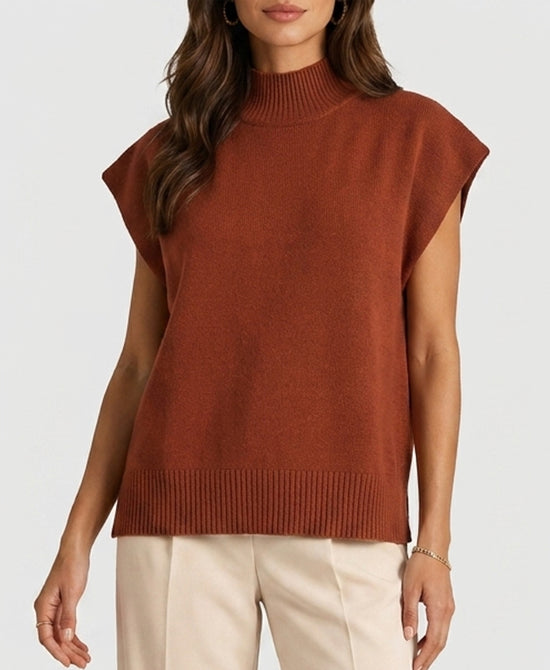 
Solid Knit Top in CHESTNUT view 1