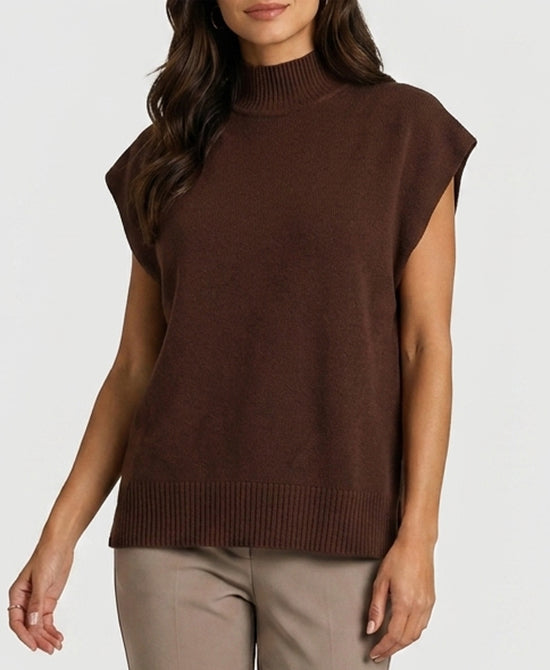 
Solid Knit Top in DARK BROWN view 1