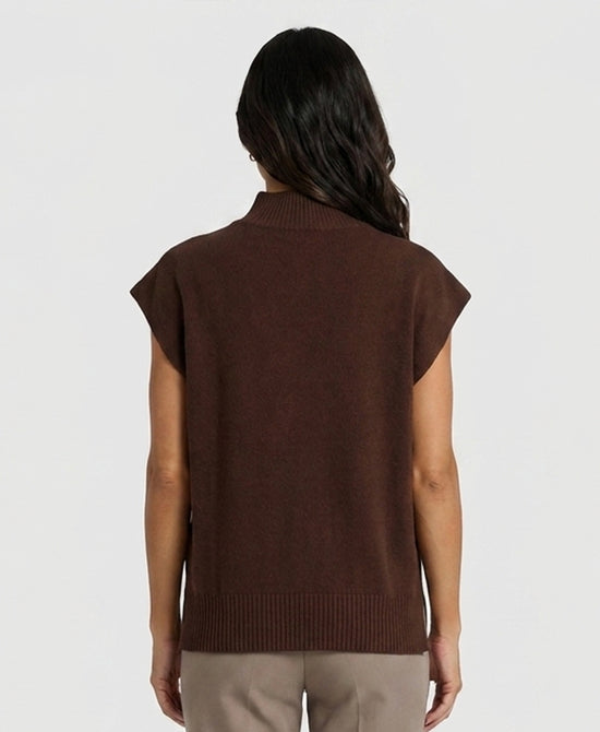 
Solid Knit Top in DARK BROWN view 2