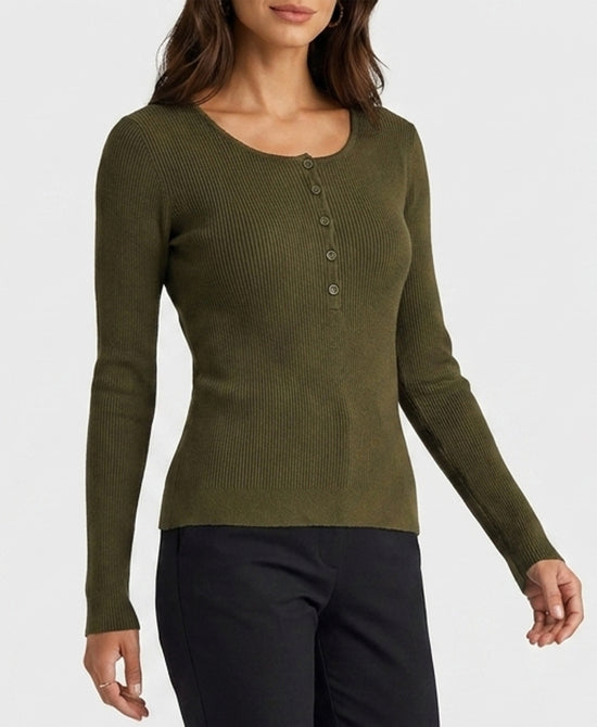 
Ribbed Knit Top in GREEN view 1