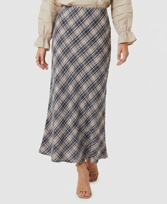 
Plaid Maxi Skirt in ECRU/NAVY view 1