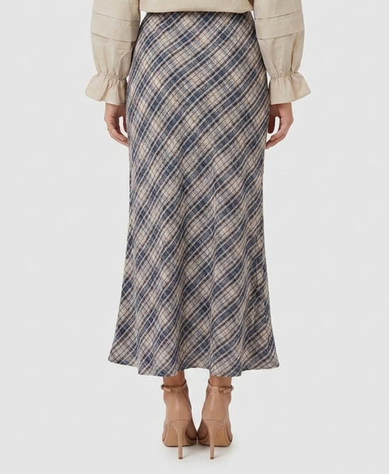 
Plaid Maxi Skirt in ECRU/NAVY view 2