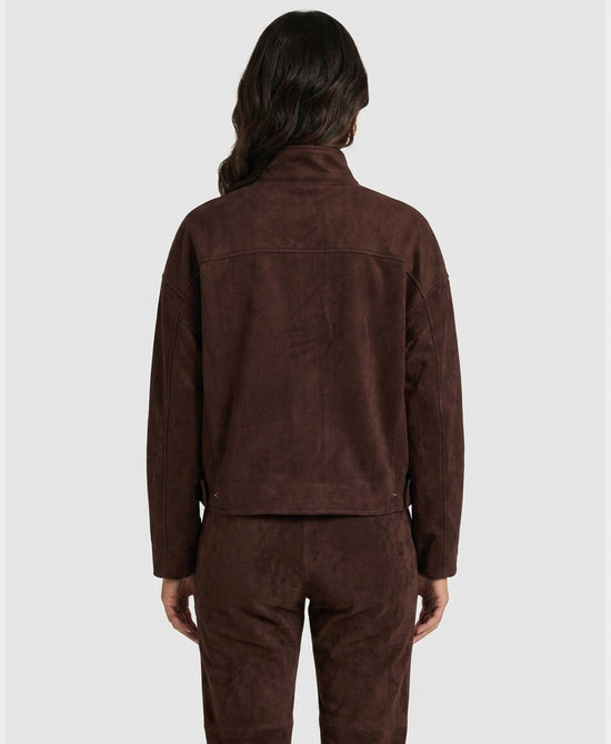 
Faux Suede Bomber Jacket in BROWN view 2