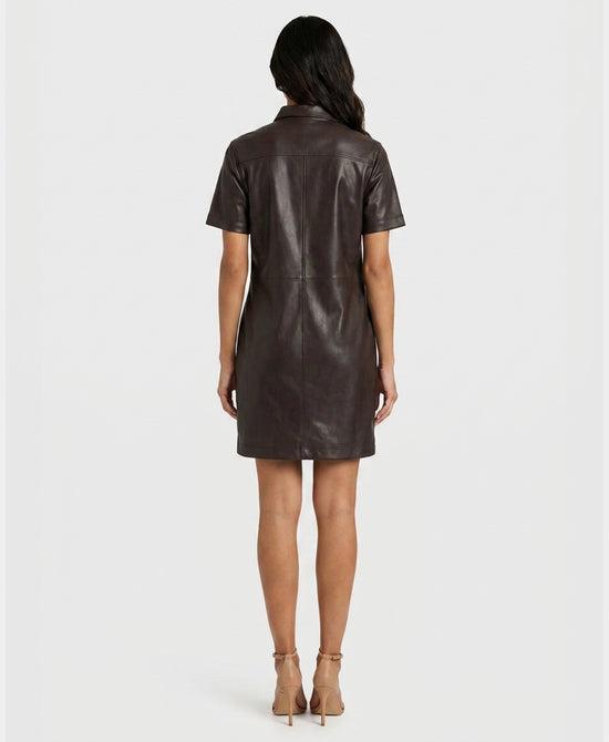 
Faux Leather Dress in BROWN view 2