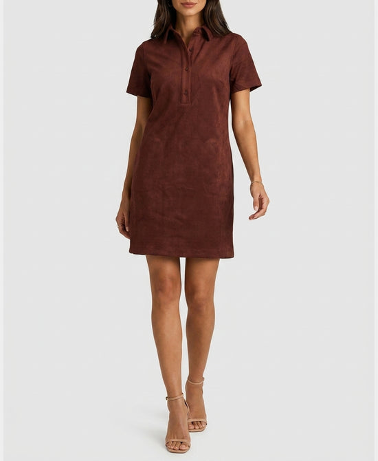 
Faux Suede Dress in BROWN view 1