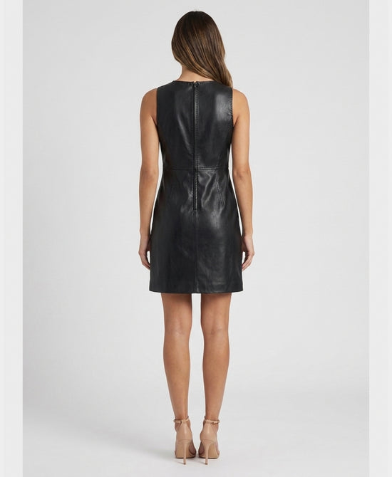 
Faux Leather Shift Dress in BLACK view 2