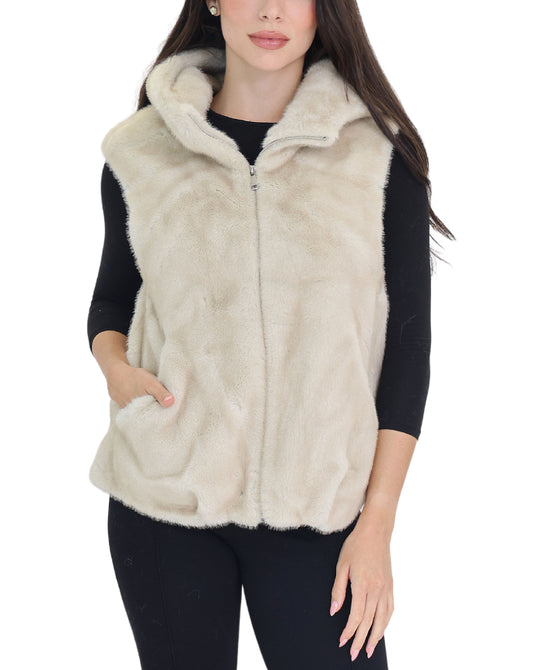 Faux Fur Hooded Vest view 