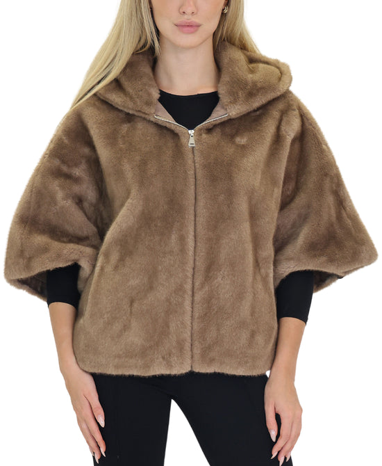 Faux Fur Hooded Cape view 