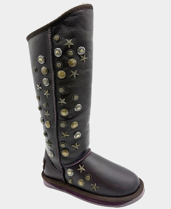 Leather Tall Boot w/ Antique Studs view 