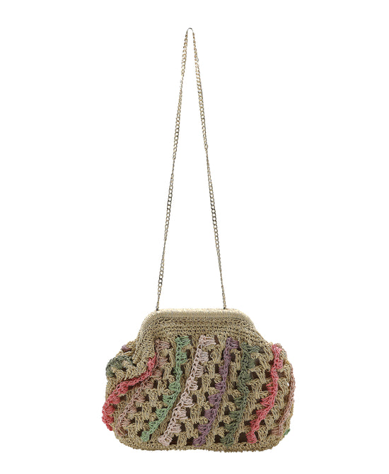 Multi Color Crochet Clutch Bag view 1