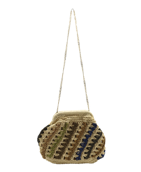 Multi Color Crochet Clutch Bag view 1