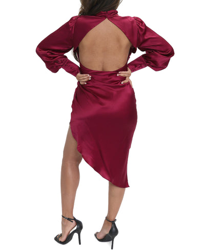 Asymmetrical Silk Dress w/ Ruched Side image 2