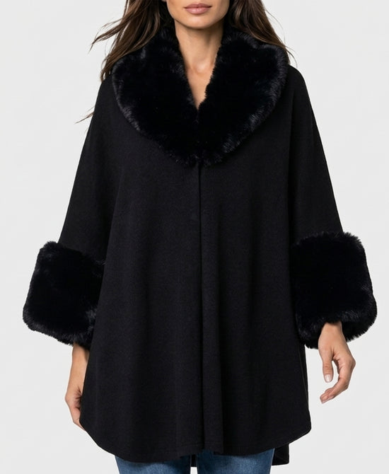 
Faux Fur Cape in BLACK view 1