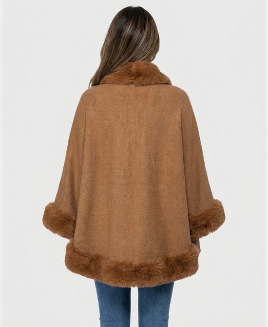 
Faux Fur Cape in CAMEL view 2