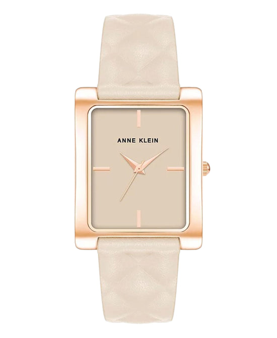 Rectangular Watch w/ Quilted Leather Band view 