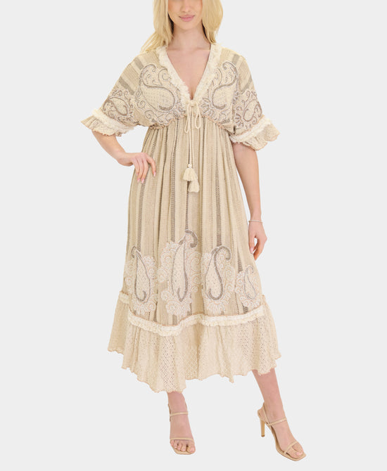 Paisley Embroidered Maxi Dress view 1