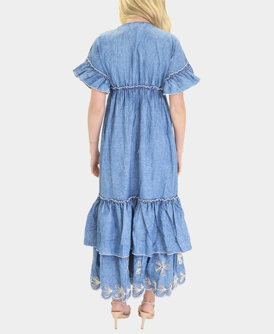 Embroidered Tiered Maxi Dress view 2