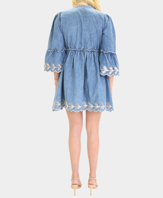 Embroidered Dress w/ Beaded Detail view 2