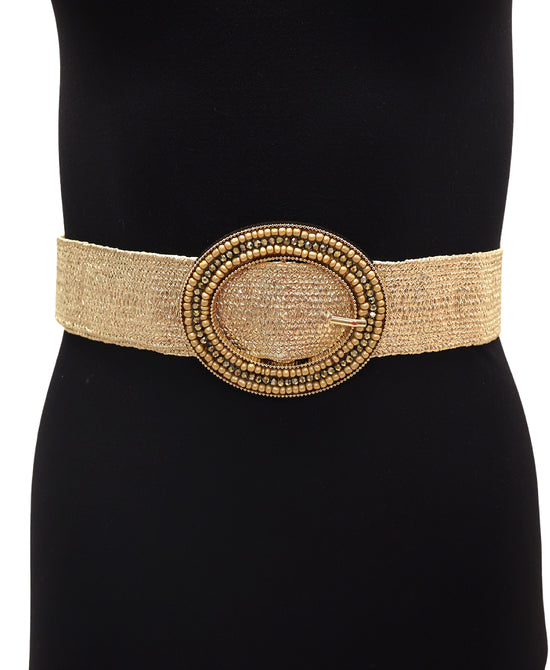 Straw Beaded Buckle Belt view 