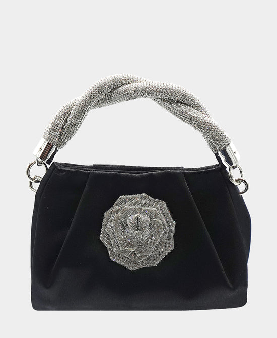 Satin Crystal Rose Evening Bag view 