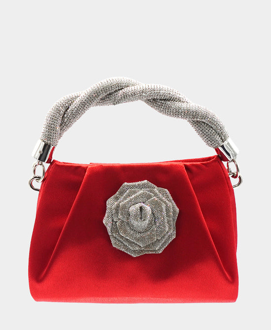 Satin Crystal Rose Evening Bag view 