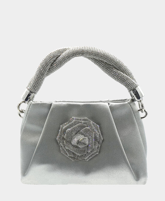 Satin Crystal Rose Evening Bag view 