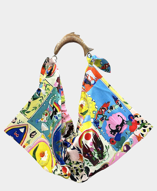 
Large Printed Scarf Handbag in MULTI view 2