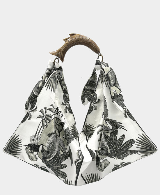 
Large Printed Scarf Handbag in BLACK/WHITE view 1