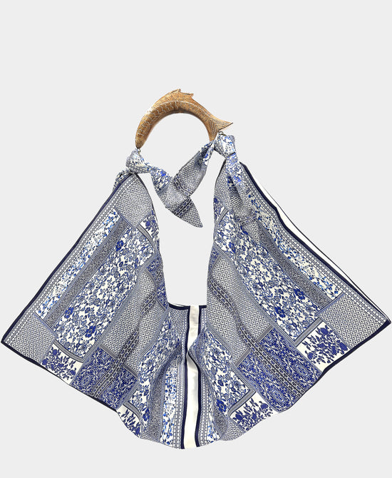 
Large Printed Scarf Handbag in NAVY view 1