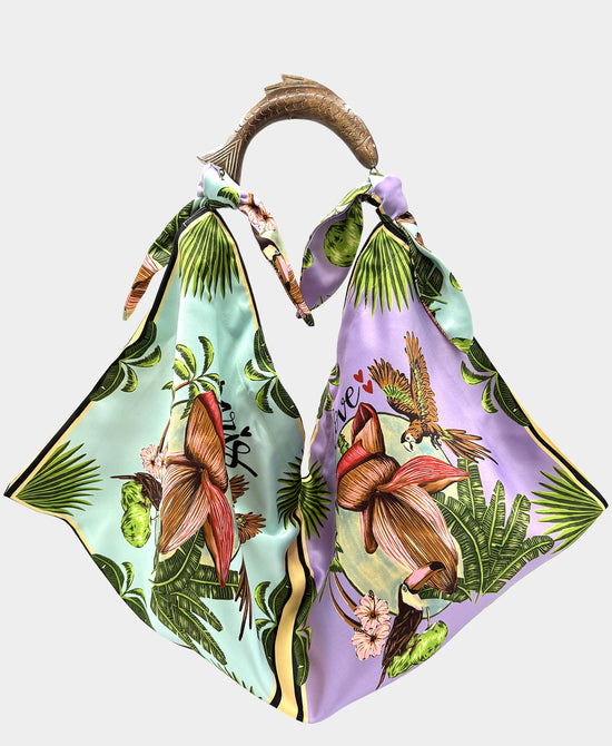 Large Printed Scarf Handbag view 1