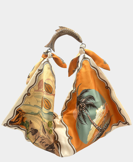 Large Printed Scarf Handbag view 1