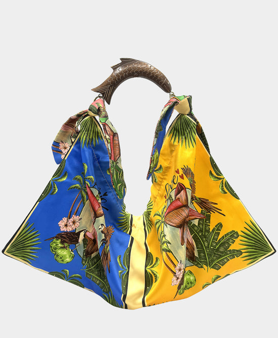 Large Printed Scarf Handbag view 1