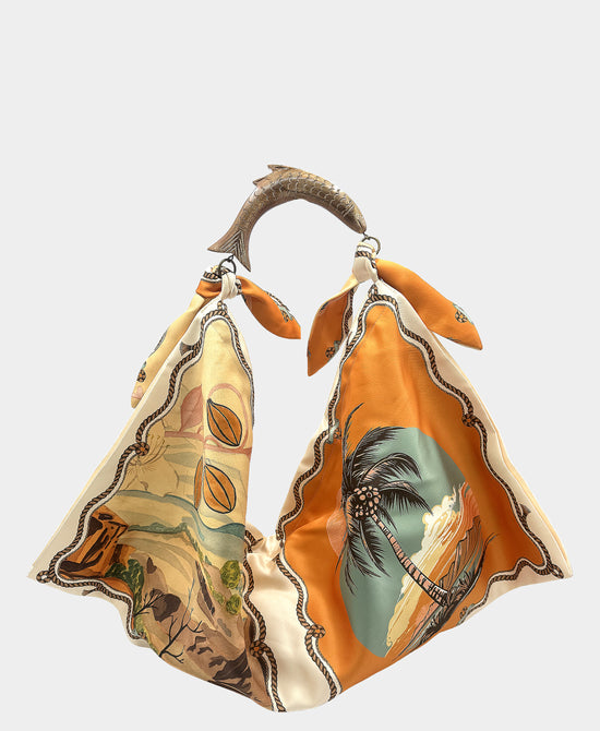 
Small Printed Scarf Handbag in ORANGE MULTI view 1