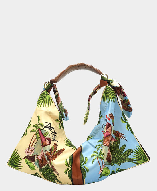 
Small Printed Scarf Handbag in BEIGE/BLUE view 1