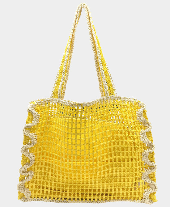 Straw Tote Bag w/ Flower Applique view 2