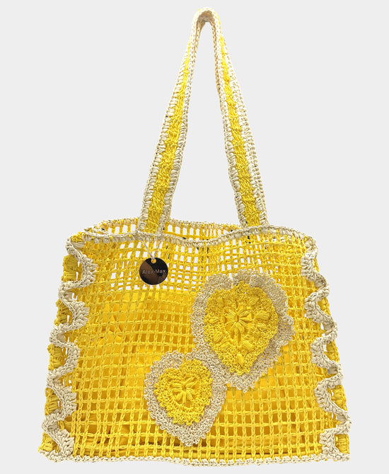 Straw Tote Bag w/ Flower Applique view 1