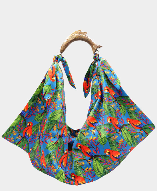 Large Parrot Printed Scarf Handbag view 1