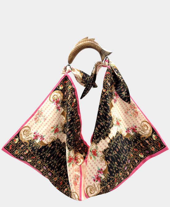 
Large Printed Scarf Handbag in BLACK MULTI view 2