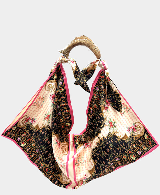 
Large Printed Scarf Handbag in BLACK MULTI view 1