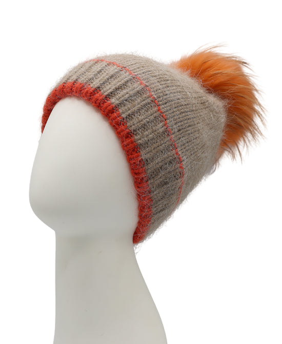 Knit Hat w/ Fur Pom view 