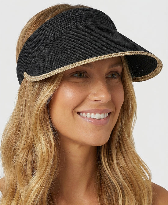 
Straw Visor Hat in BLACK view 1