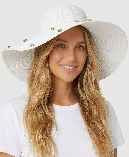 
Floppy Straw Hat w/ Grommets in WHITE view 1