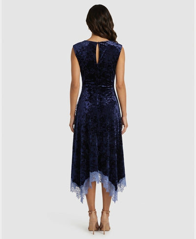 Velvet & Lace Trim Midi Dress – FOX'S - Online