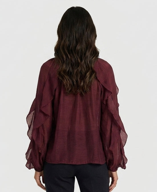 
Ruffle Blouse in BURGUNDY view 2