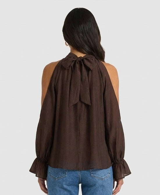
Slit Sleeve Blouse in CHOCOLATE view 2