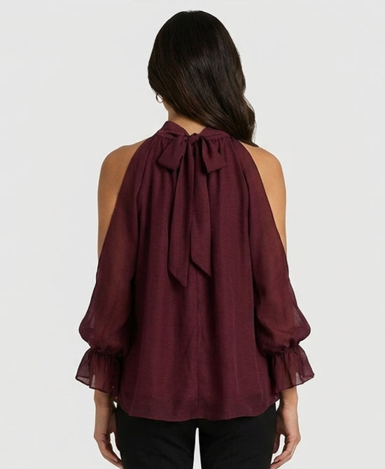 
Slit Sleeve Blouse in BURGUNDY view 2