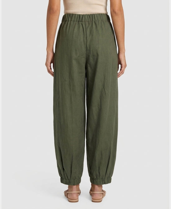 
Double Waisted Balloon Pants in OLIVE view 2
