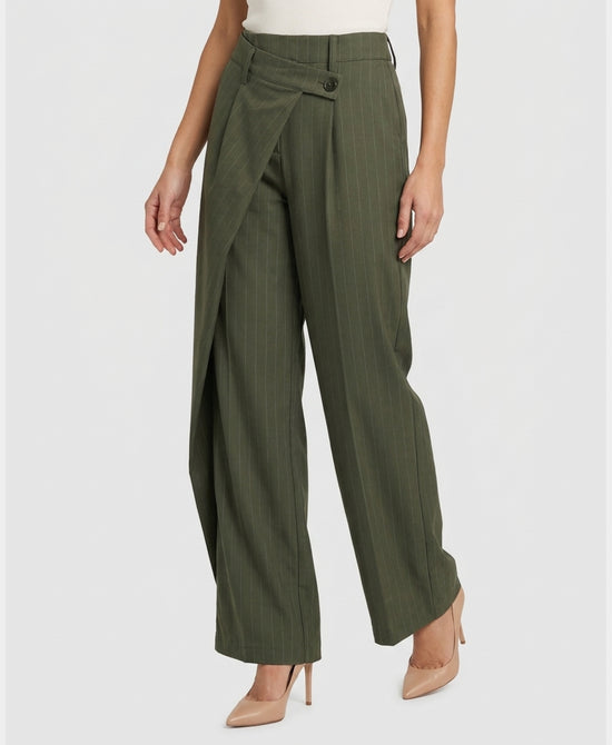 
Asymmetrical Stripe Pants in GREEN view 1