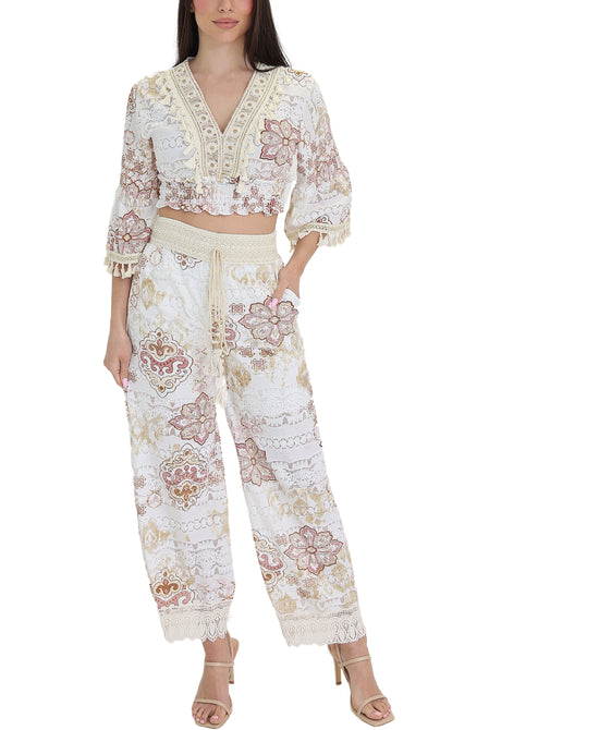Printed Blouse & Pant Set- 2 Pc Set view 