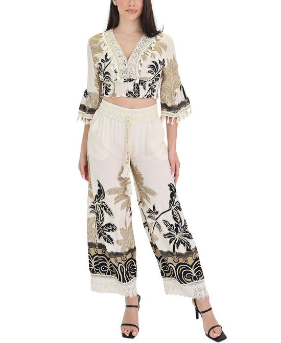 Printed Blouse & Pant Set- 2 Pc Set view 